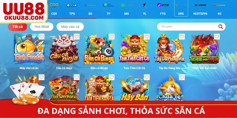 Đa dạng sảnh chơi bắn cá UU88 hấp dẫn bậc nhất