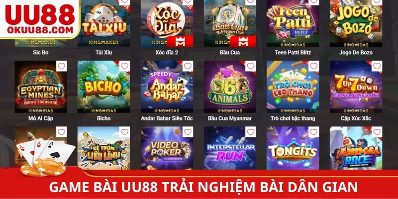 Game bài UU88 trải nghiệm bài dân gian
