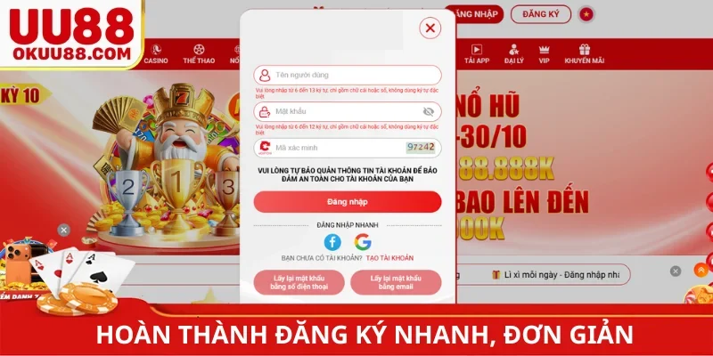 Đăng nhập UU88 với quy trình 3 bước